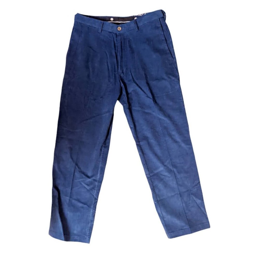 Vintage Haggar High-Waisted Blue Corduroy Straight Leg Grandpa Pants 34x30